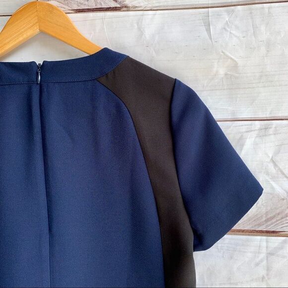NWT J. Crew Navy Blue Black Colorblock Short Sleeve Crepe Top B9470 - Picture 6 of 8
